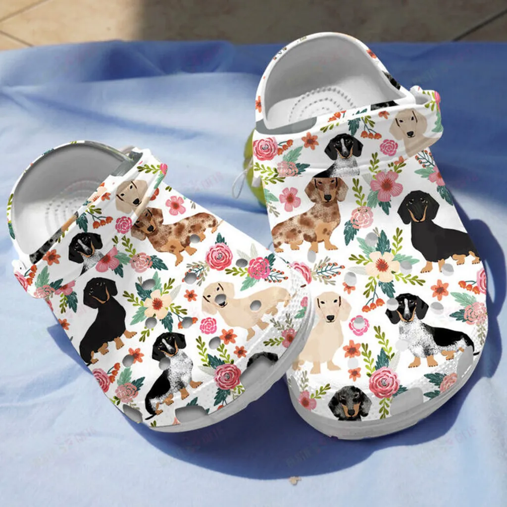 Floral Dachshund Crocs Classic Clogs