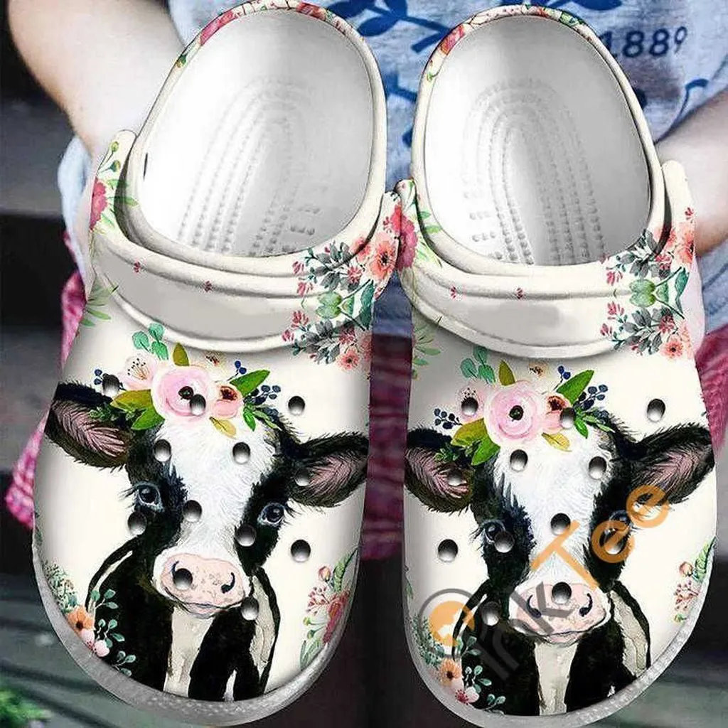 Floral Heifer Cow Farmer Crocs Clog