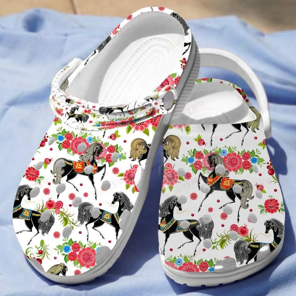 Floral Horse Crocs Classic Clogs