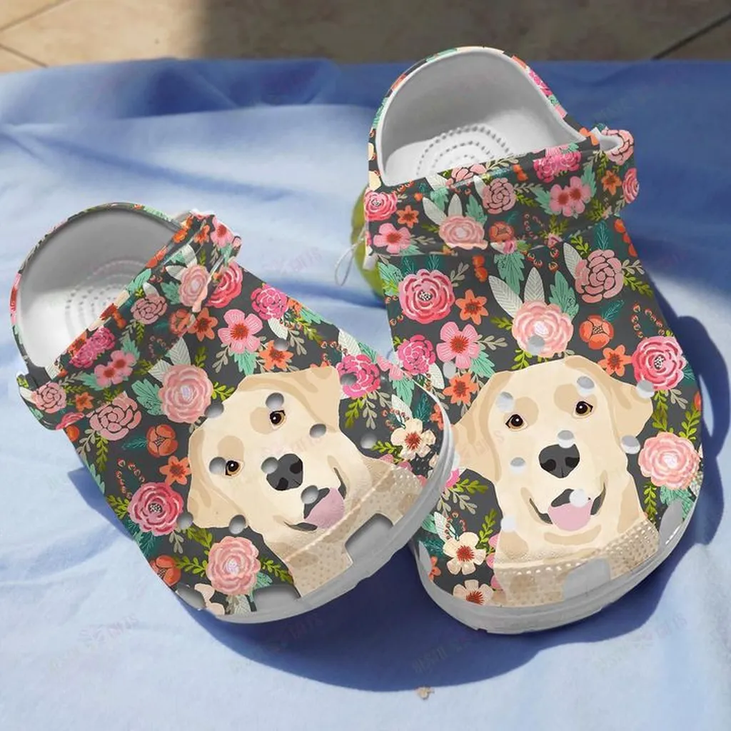 Floral Labrador Crocs Classic Clogs