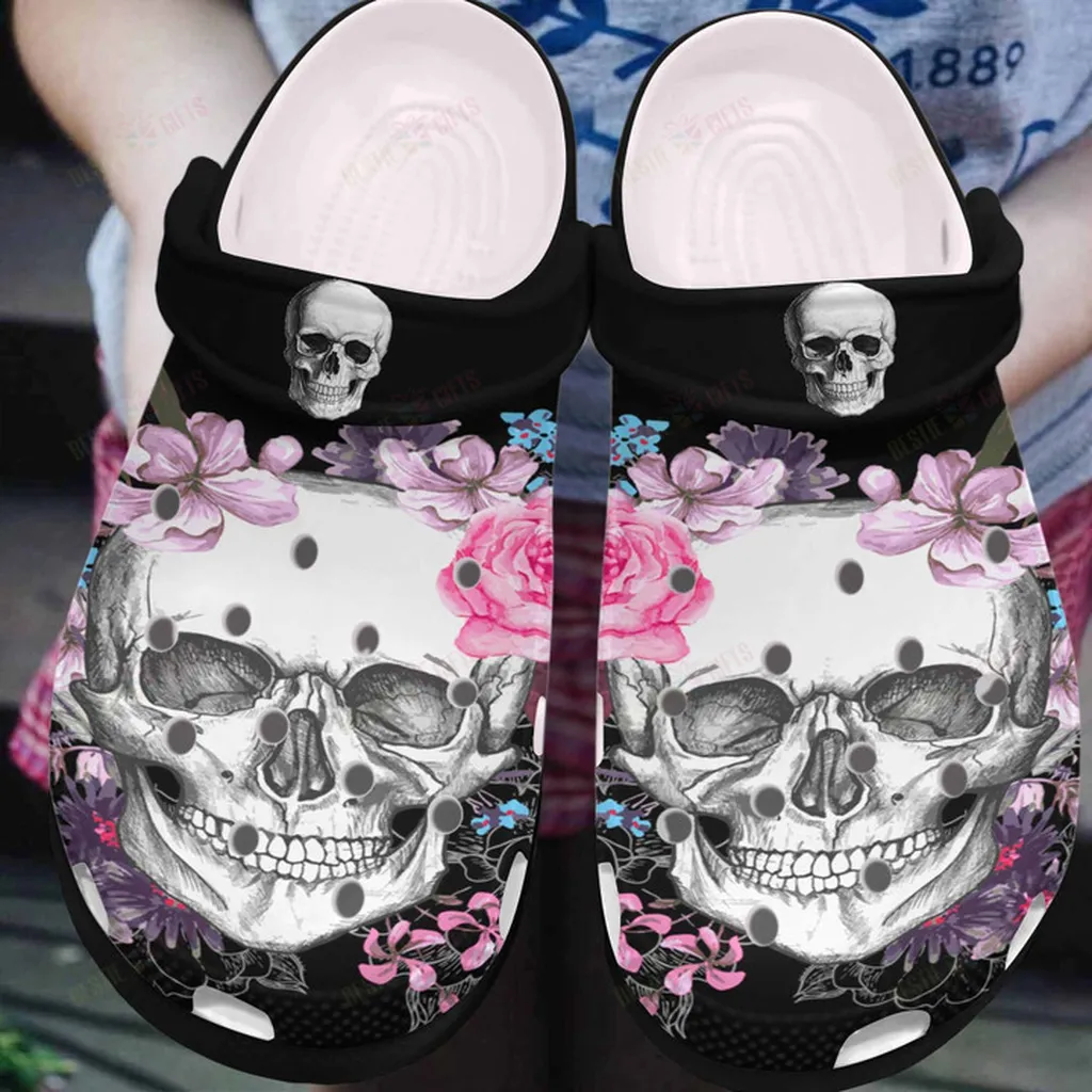 Floral Skull Crocs Classic Clogs