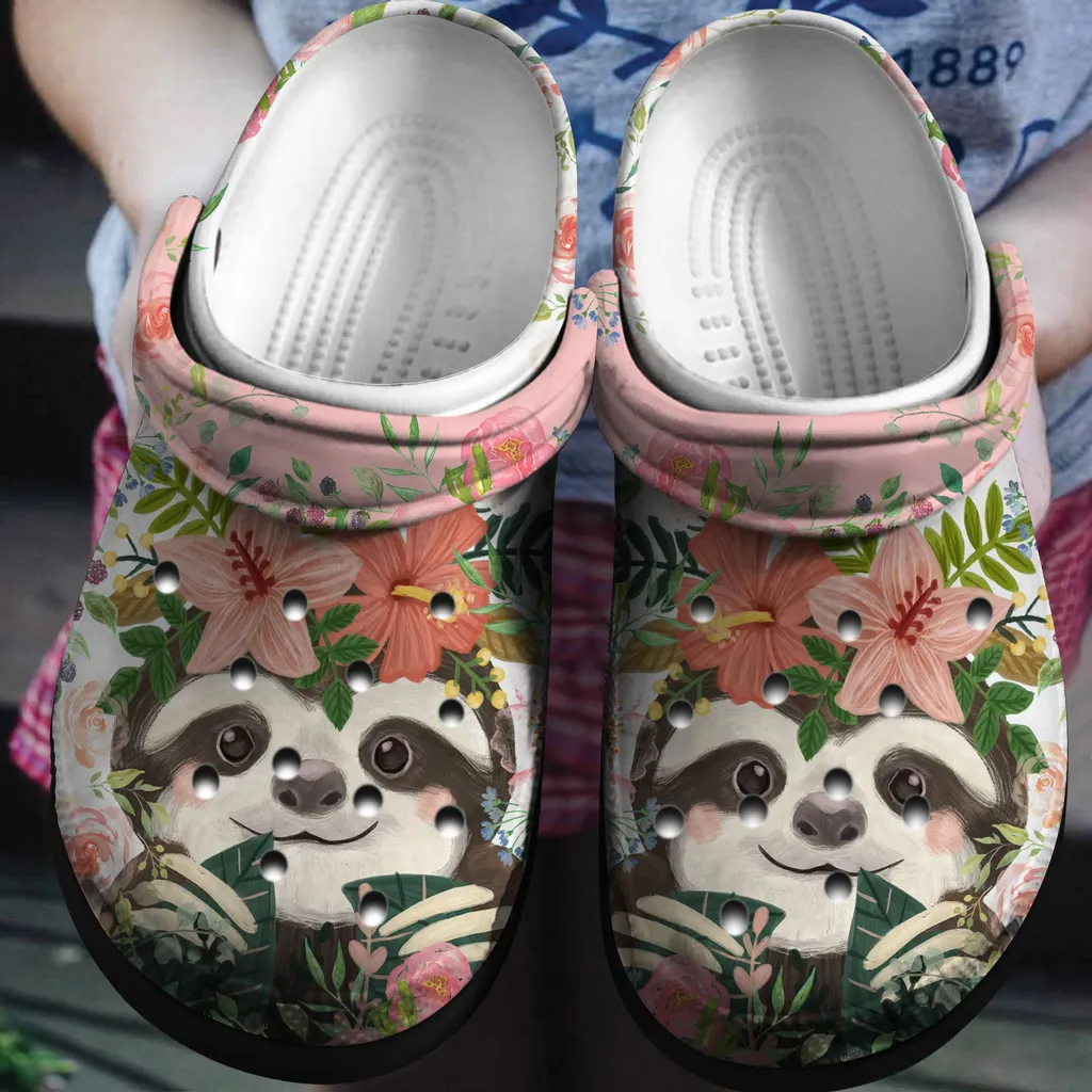 Floral Sloth Crocs