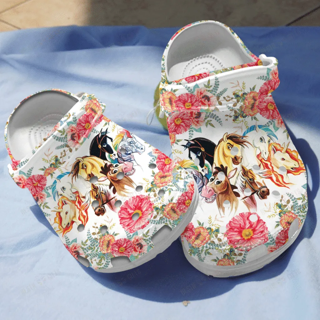 Flower Horse Crocs Classic Clogs