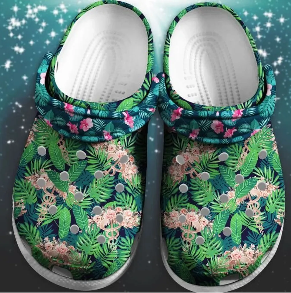 Flower Pattern Nurse Crocs