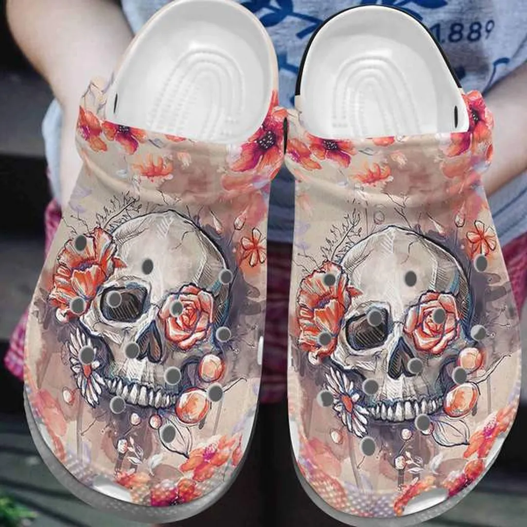 Flower Skull Crocs Clog