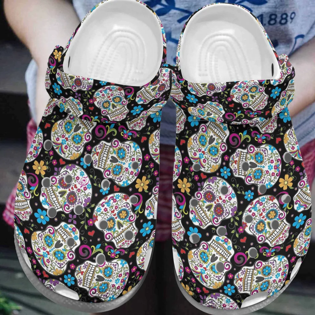 Flower Skullcap Art Mandala Gift For Lover Rubber Crocs Clog