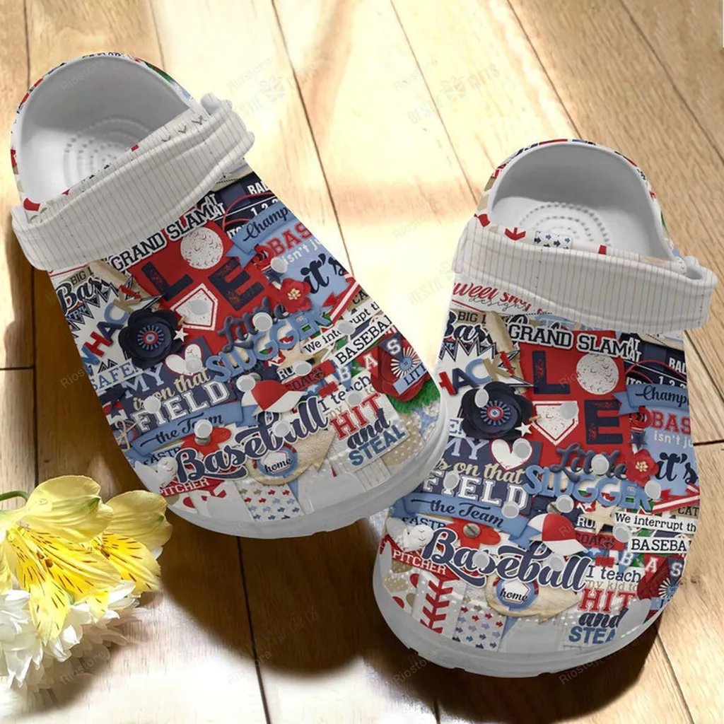 Flower Sticker Baseball Crocs Classic Clogs