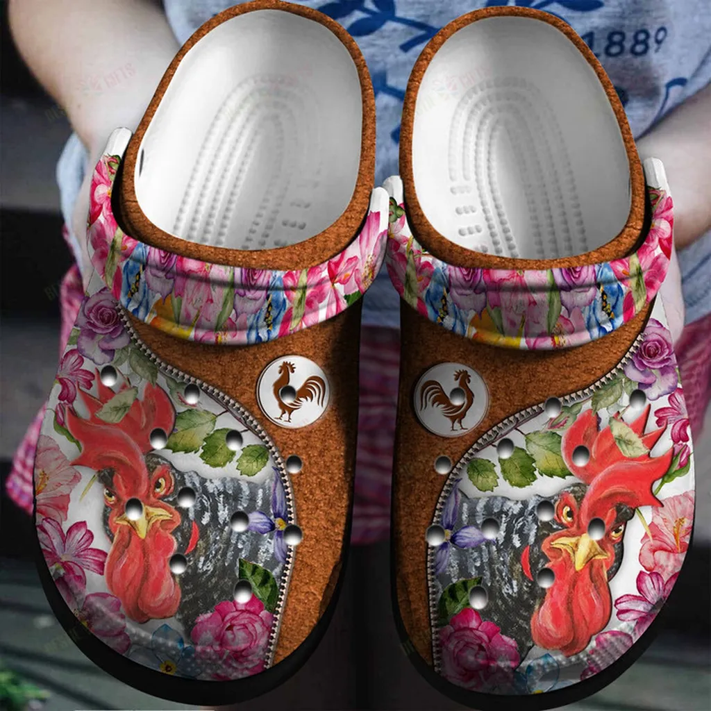 Flowers And Chicken Crocs Classic Clogs