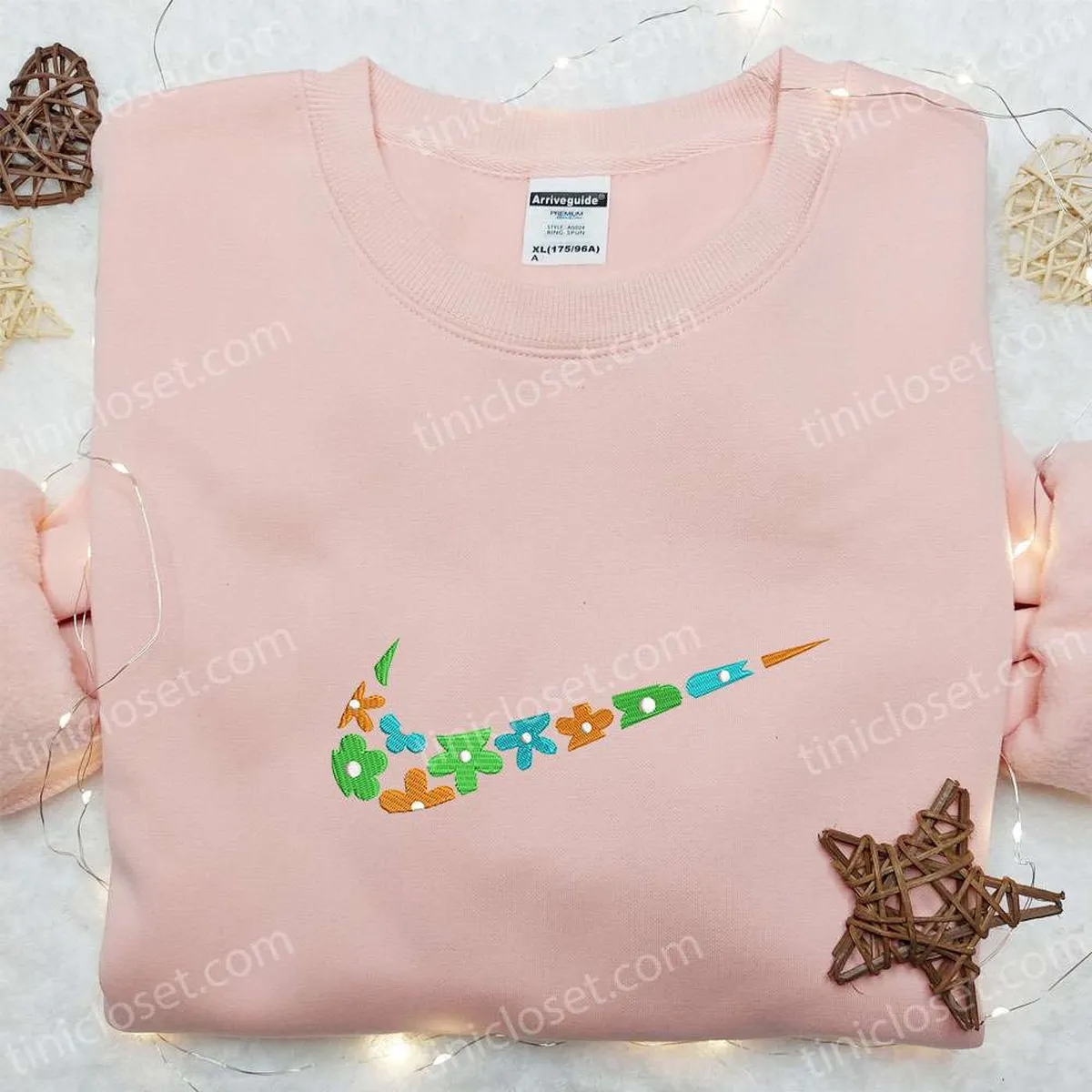 Flowers Nike Swoosh Embroidered Shirt, Nike Inspired Embroidered Hoodie, Best Gift Ideas For Girls