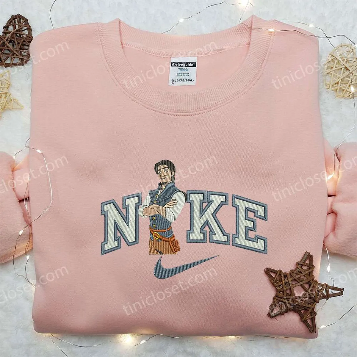 Flynn Rider x Nike Embroidered Shirt, Tangled Embroidered Shirt, Custom Nike Embroidered Shirt