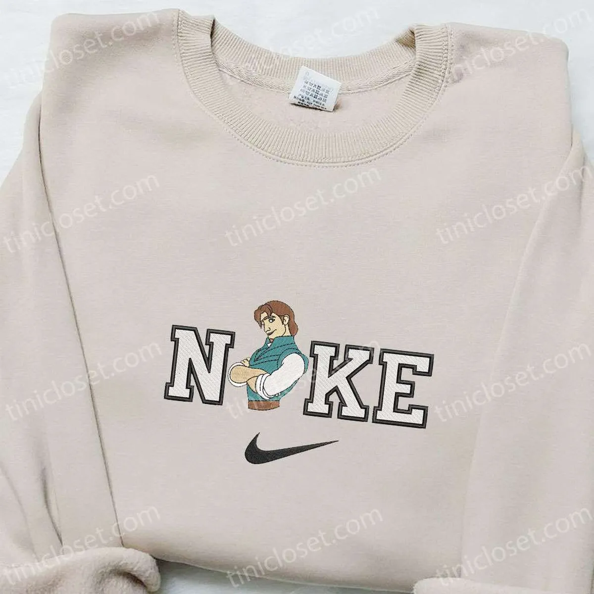 Flynn Rider x Nike Swoosh Embroidered Shirt, Disney Characters Embroidered Hoodie, Best Gifts For Family