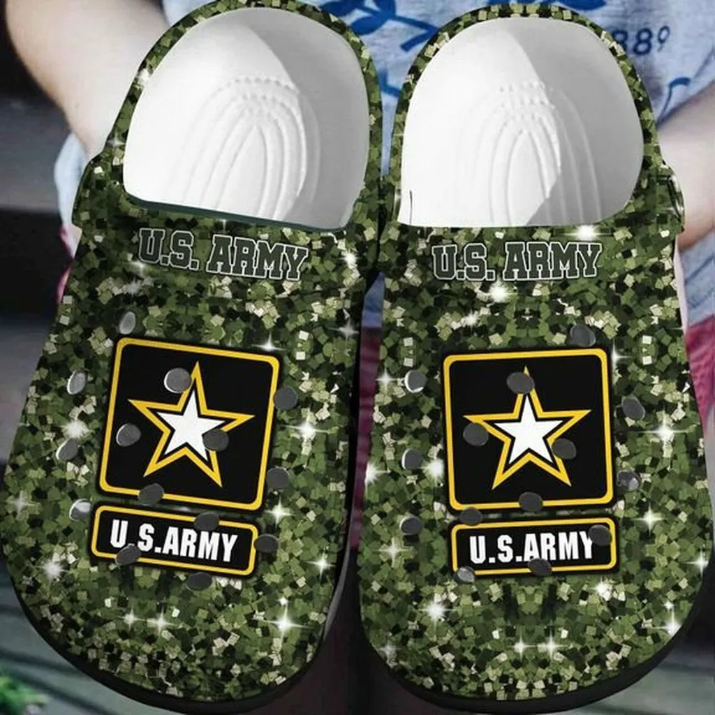 Footwear Us Army 102 Gift For Fan Lover Rubber Crocs Clog