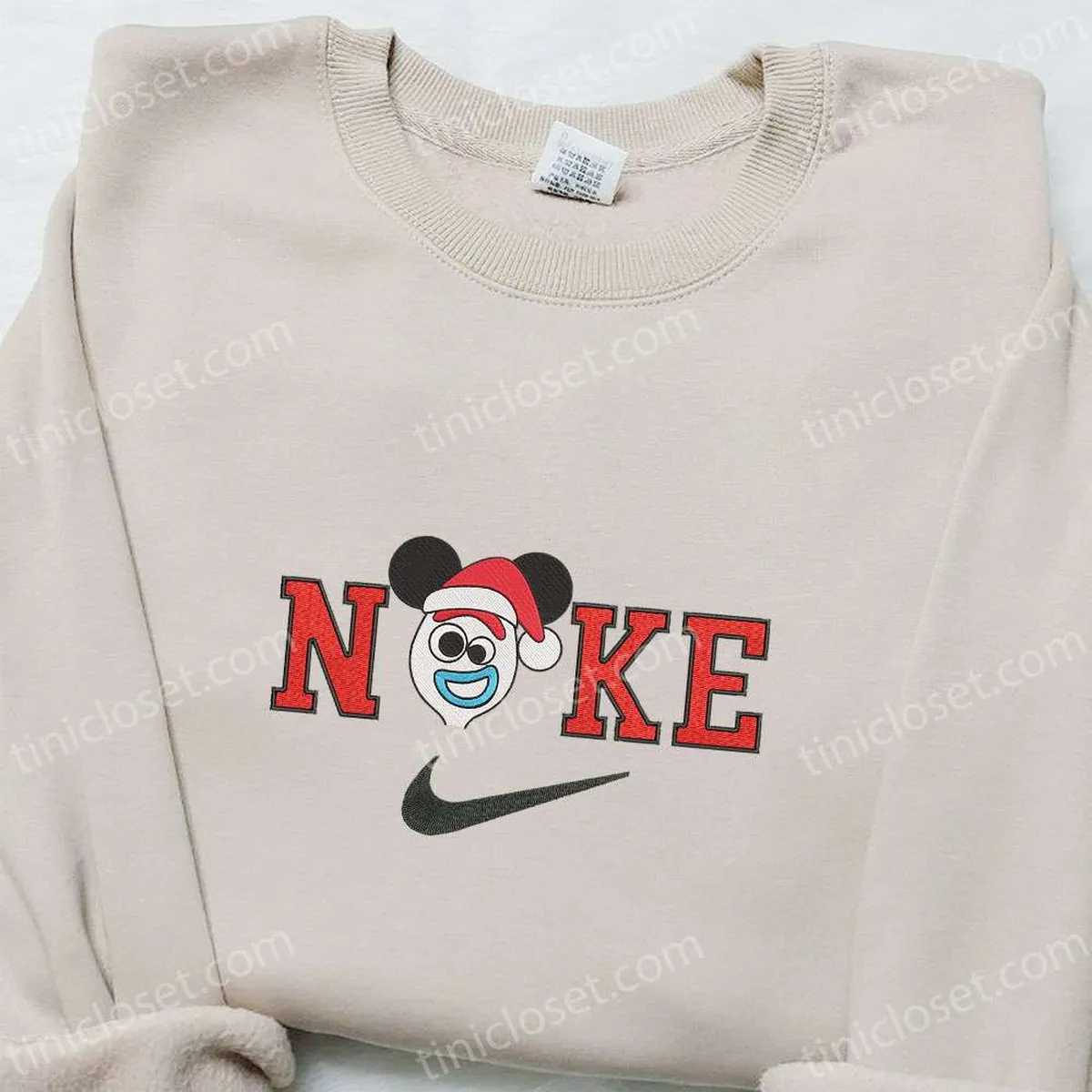 Forky Mickey Disney Christmas x Nike Embroidered Sweatshirt, Cartoon Christmas Embroidered Shirt, Best Christmas Gift Ideas