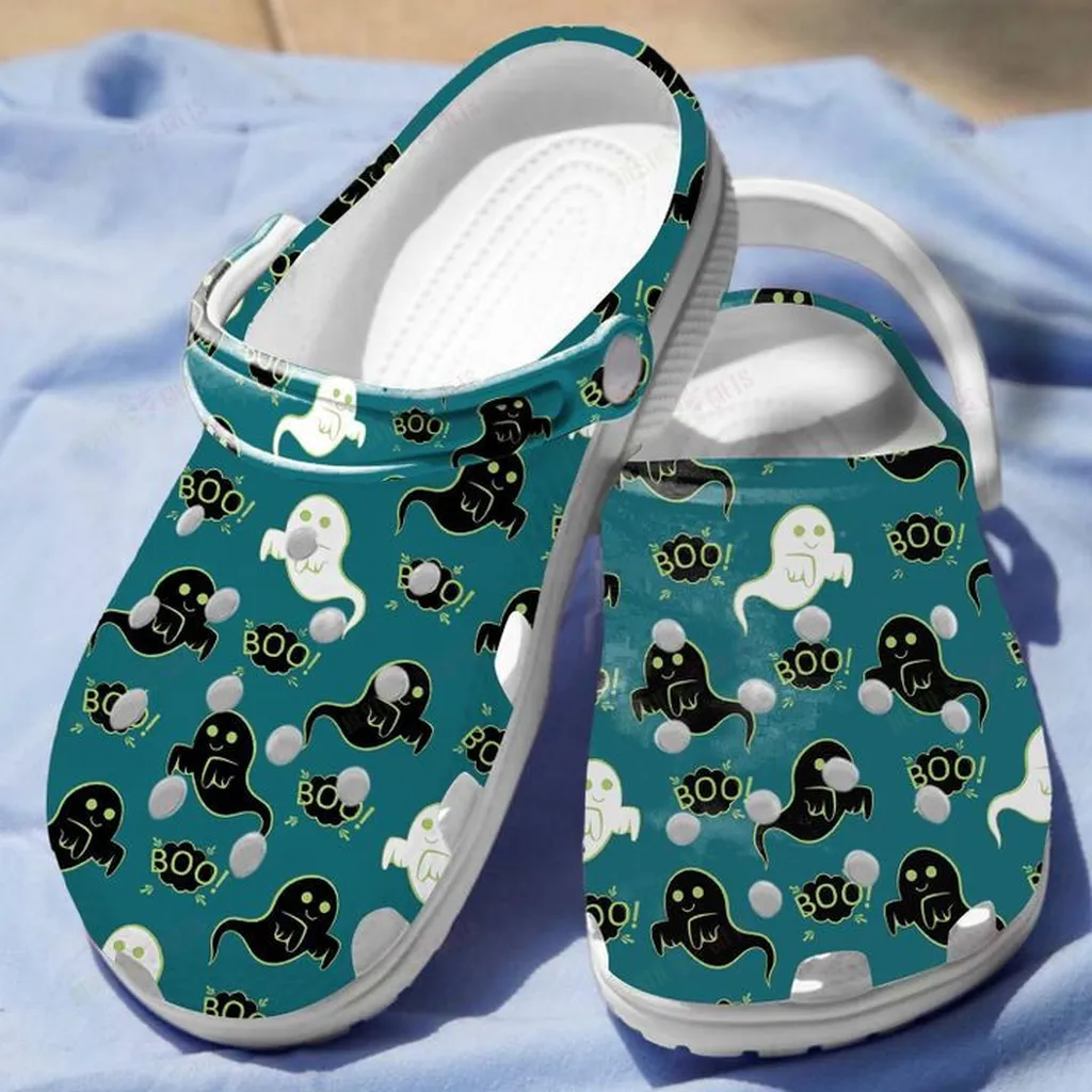 Friendly Ghost Crocs, Personalized Crocs Classic Clogs