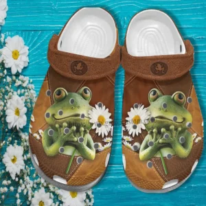 Frog Princess Daisy Flower Leather Croc