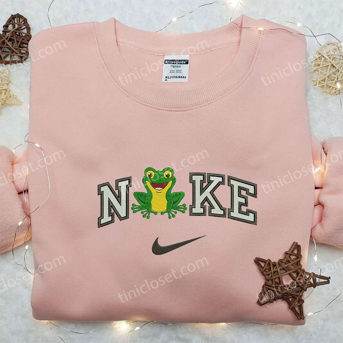 Frog x Nike Embroidered Shirt, Animal Embroidered Shirt, Custom Nike Embroidered Shirt