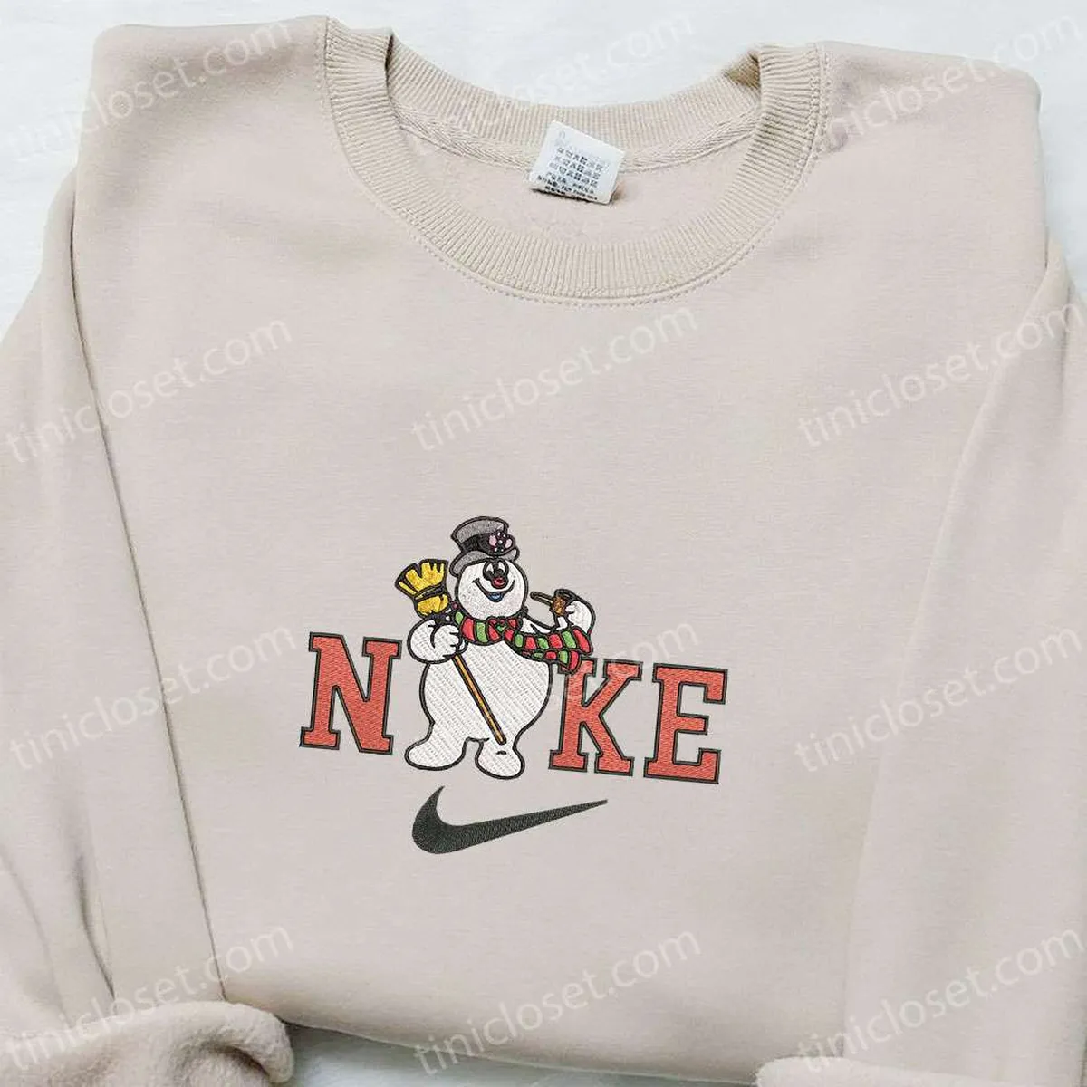 Frosty the Snowman Christmas x Nike Embroidered Sweatshirt, Cartoon Christmas Embroidered Shirt, Best Christmas Gift Ideas