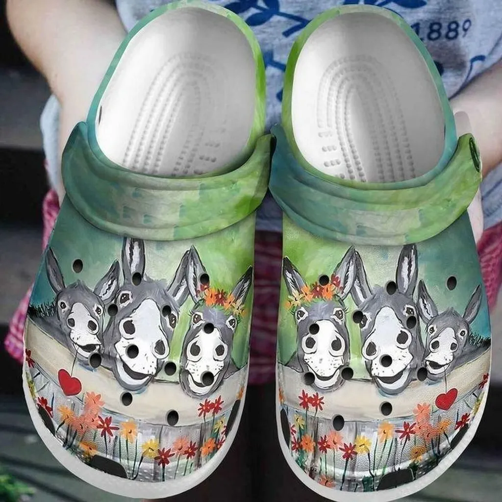 Funny Donkey Flower Personalized 102 Gift For Lover Rubber Crocs Clog