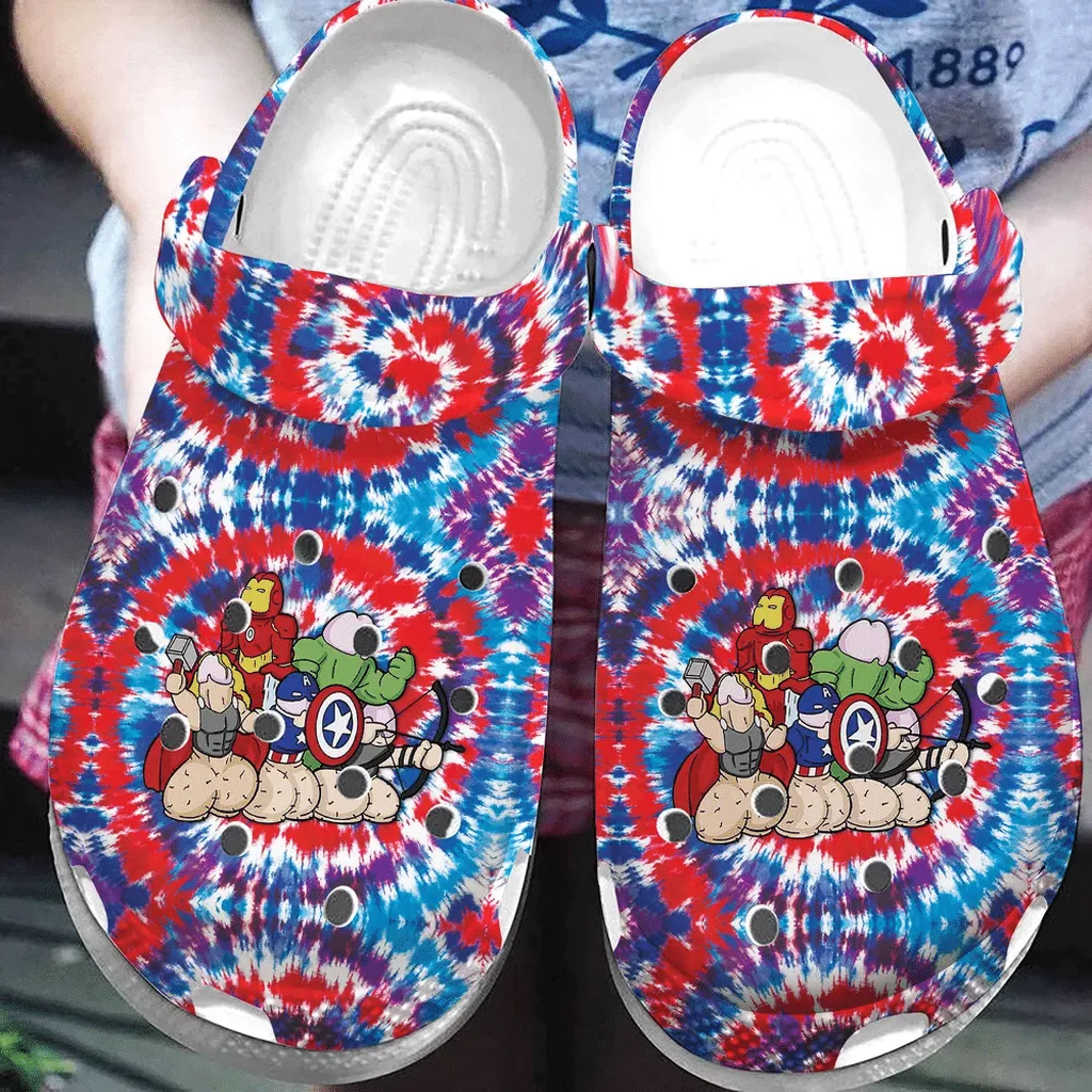 Funny Heroes Clit Avengers Tie Dye Clog