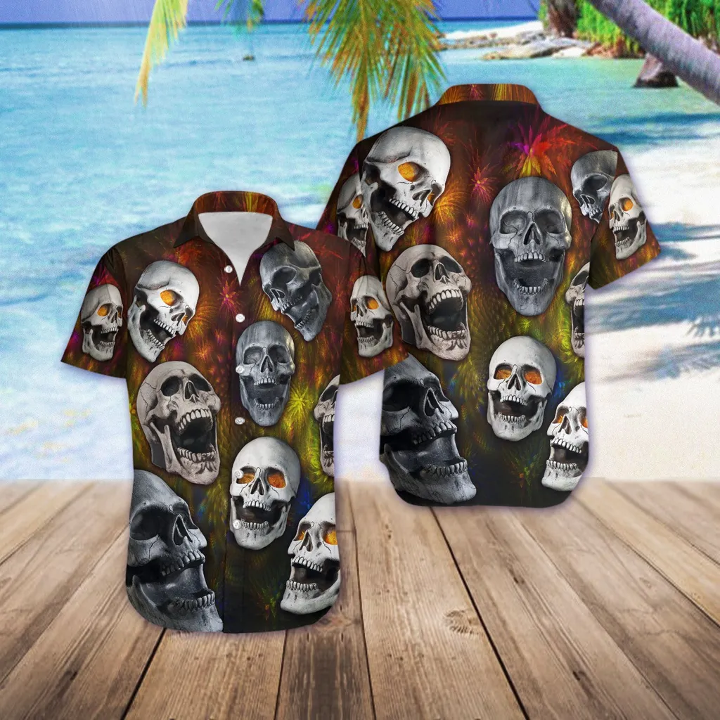 Funny Tropical Skull Hawaiian Shirt For Men Women