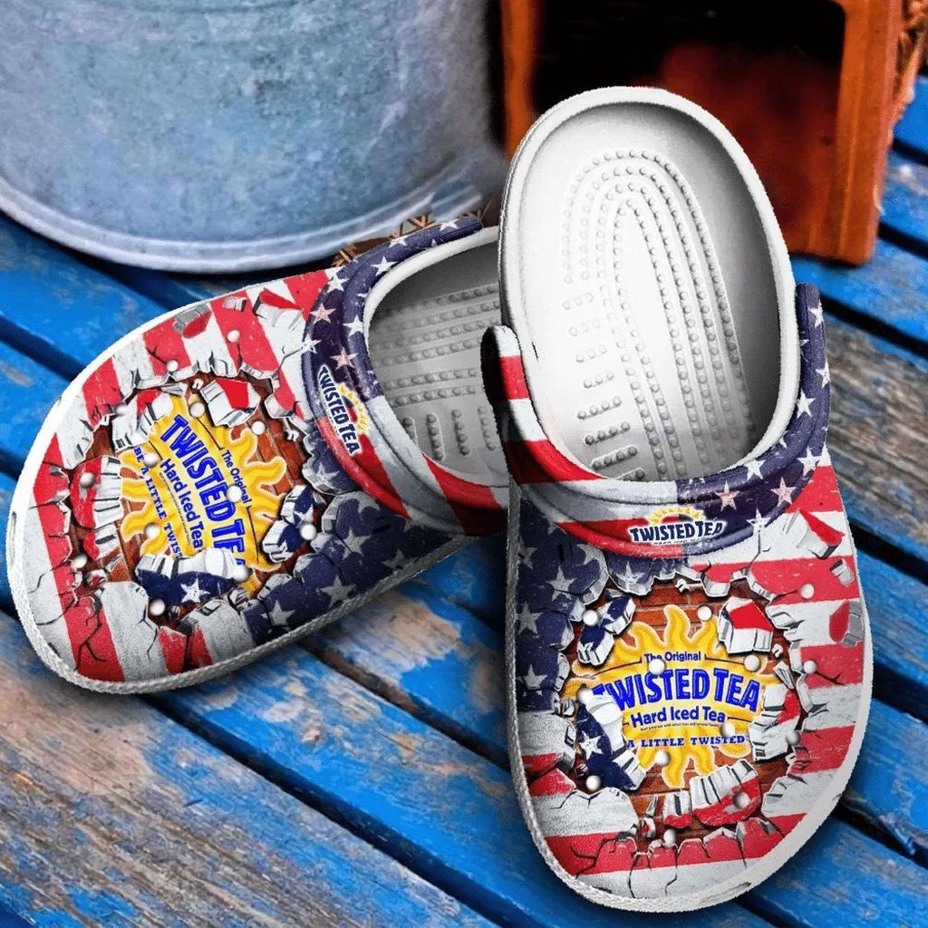 Funny Twisted Tea American Flag Clog