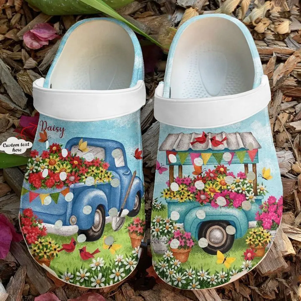 Gardening Personalized Flower Truck Crocs Clog