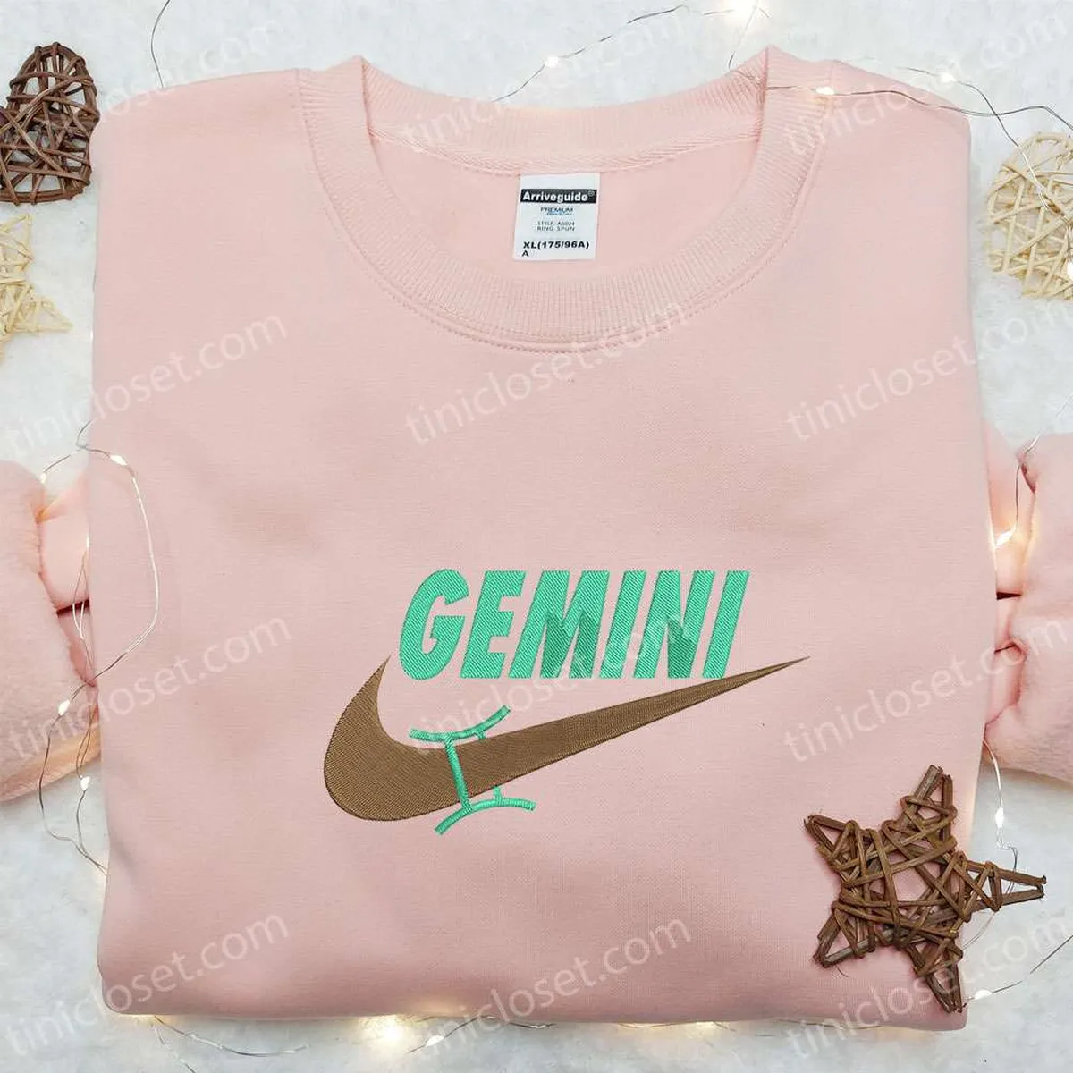 Gemini Zodiac x Nike Swoosh Embroidered Shirt, Nike Inspired Embroidered Hoodie, Best Gifts For Family