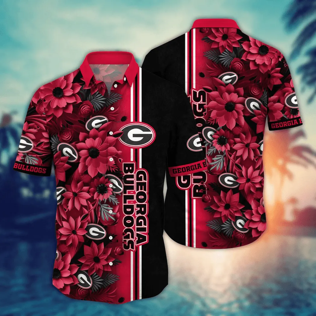 Georgia Bulldogs NCAA Flower Aloha Hawaiian Shirt, Custom Summer Football Shirts VPHWA2451153249