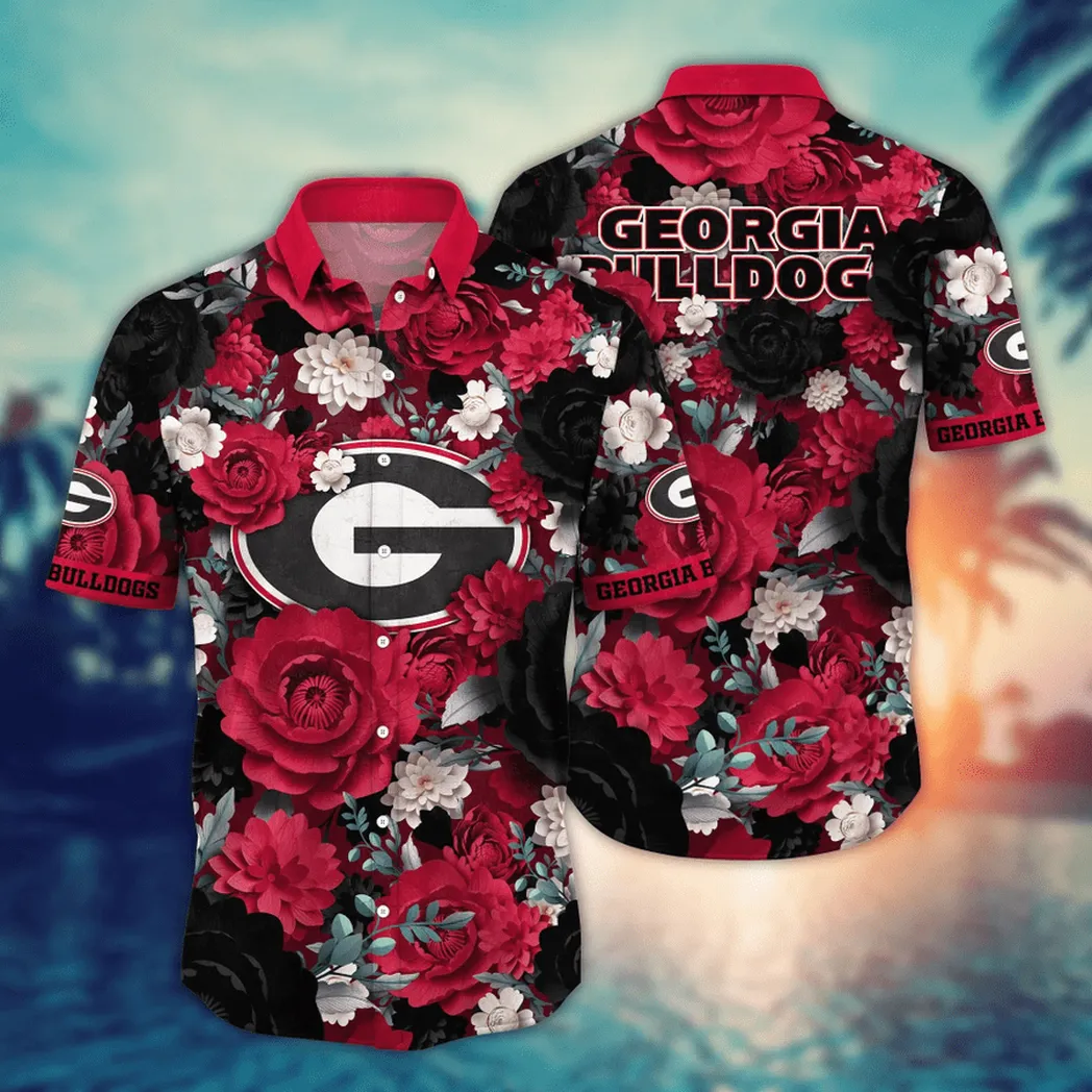 Georgia Bulldogs NCAA Flower Aloha Hawaiian Shirt, Custom Summer Football Shirts VPHWA2451153671