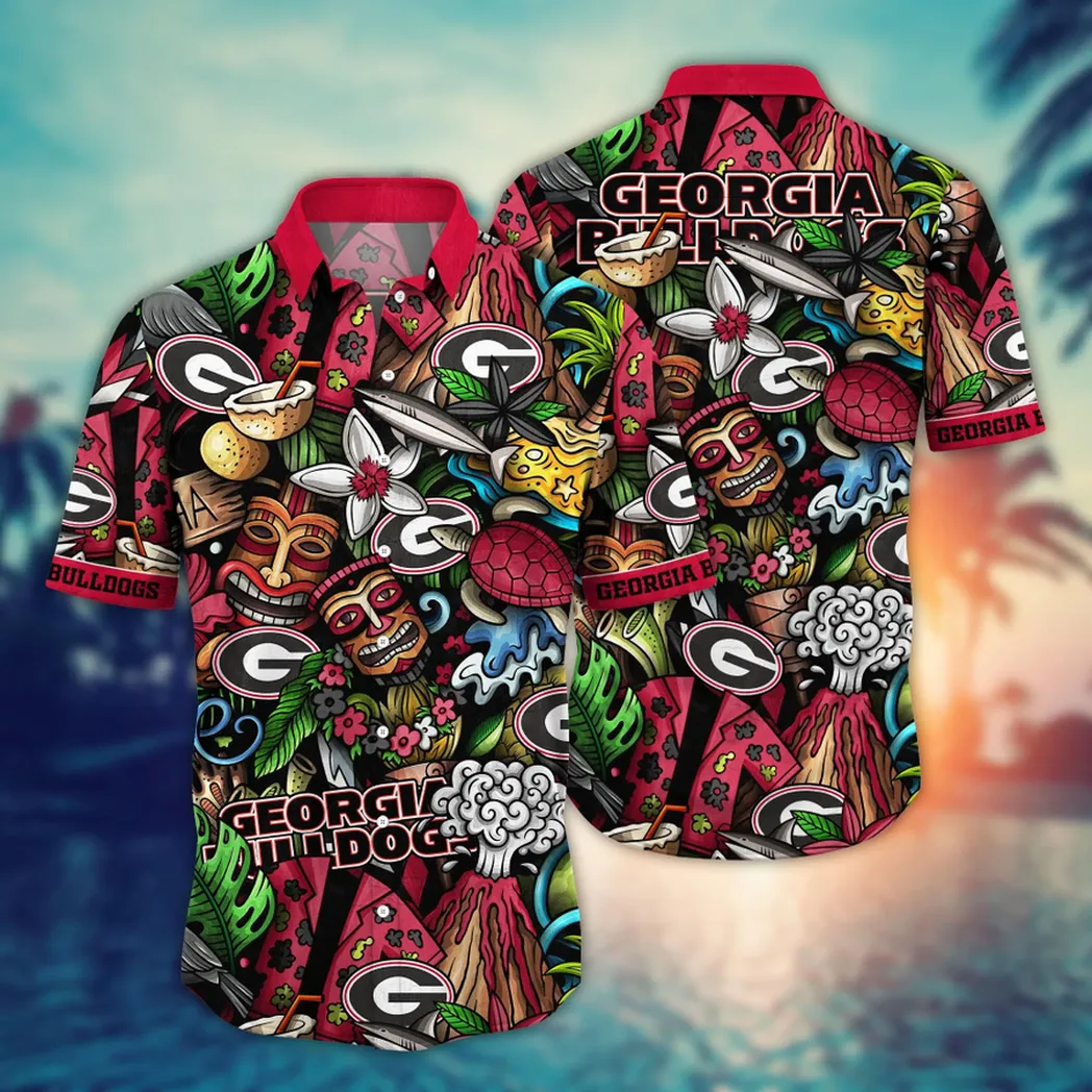 Georgia Bulldogs NCAA Flower Aloha Hawaiian Shirt, Custom Summer Football Shirts VPHWA2451154341