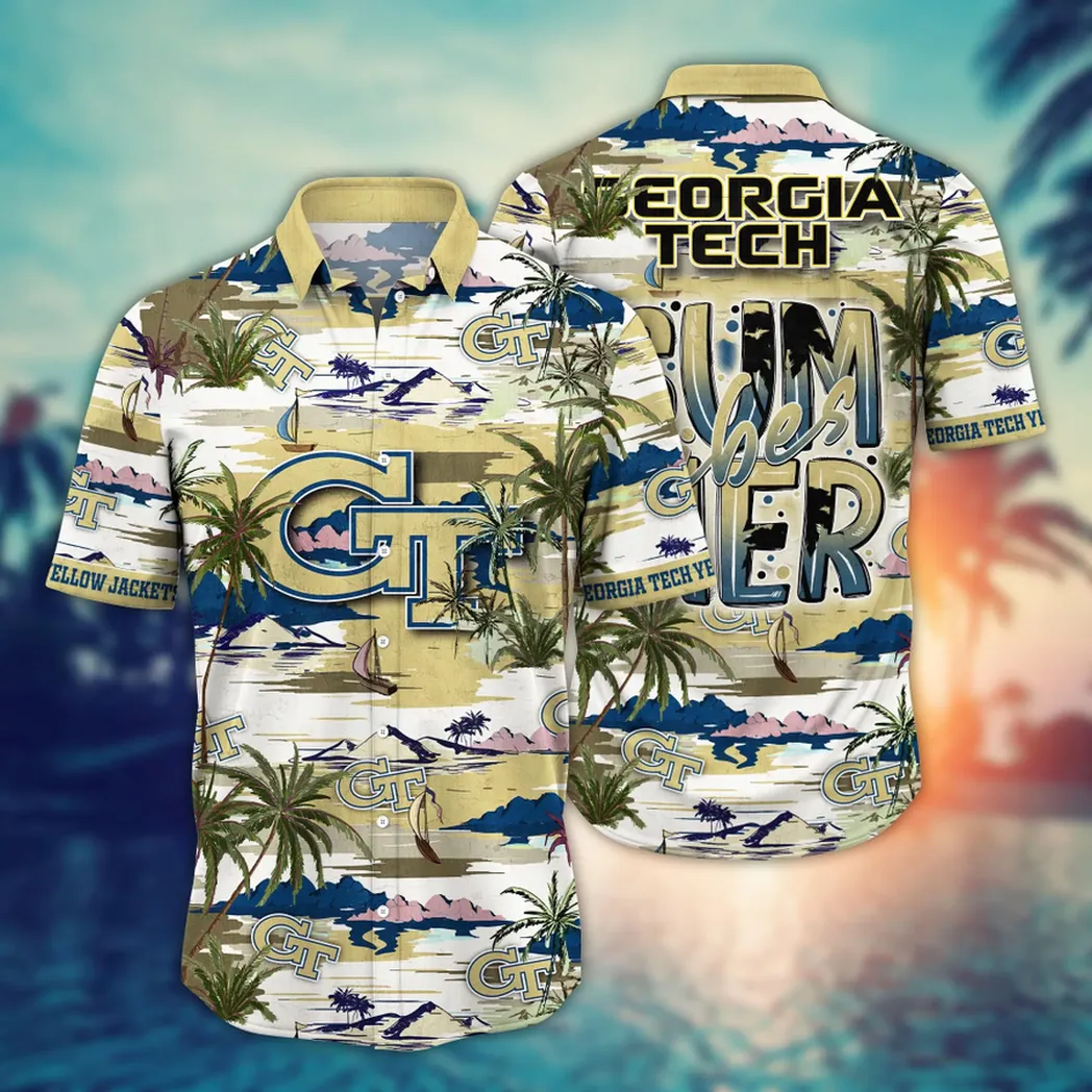 Georgia Tech Yellow Jackets NCAA Flower Aloha Hawaiian Shirt, Summer Football Shirts VPHWA2451154025