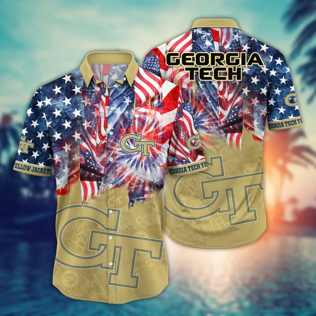 Georgia Tech Yellow Jackets NCAA Flower Aloha Hawaiian Shirt, Summer Football Shirts VPHWA2451154306