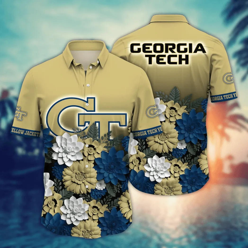 Georgia Tech Yellow Jackets NCAA Flower Aloha Hawaiian Shirt, Summer Football Shirts VPHWA2451155081