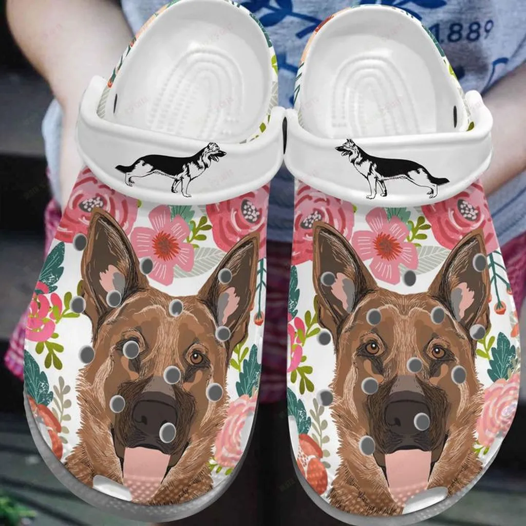 German Shepherd Naughty Portrait Crocs, Personalized Crocs Classic Clogs