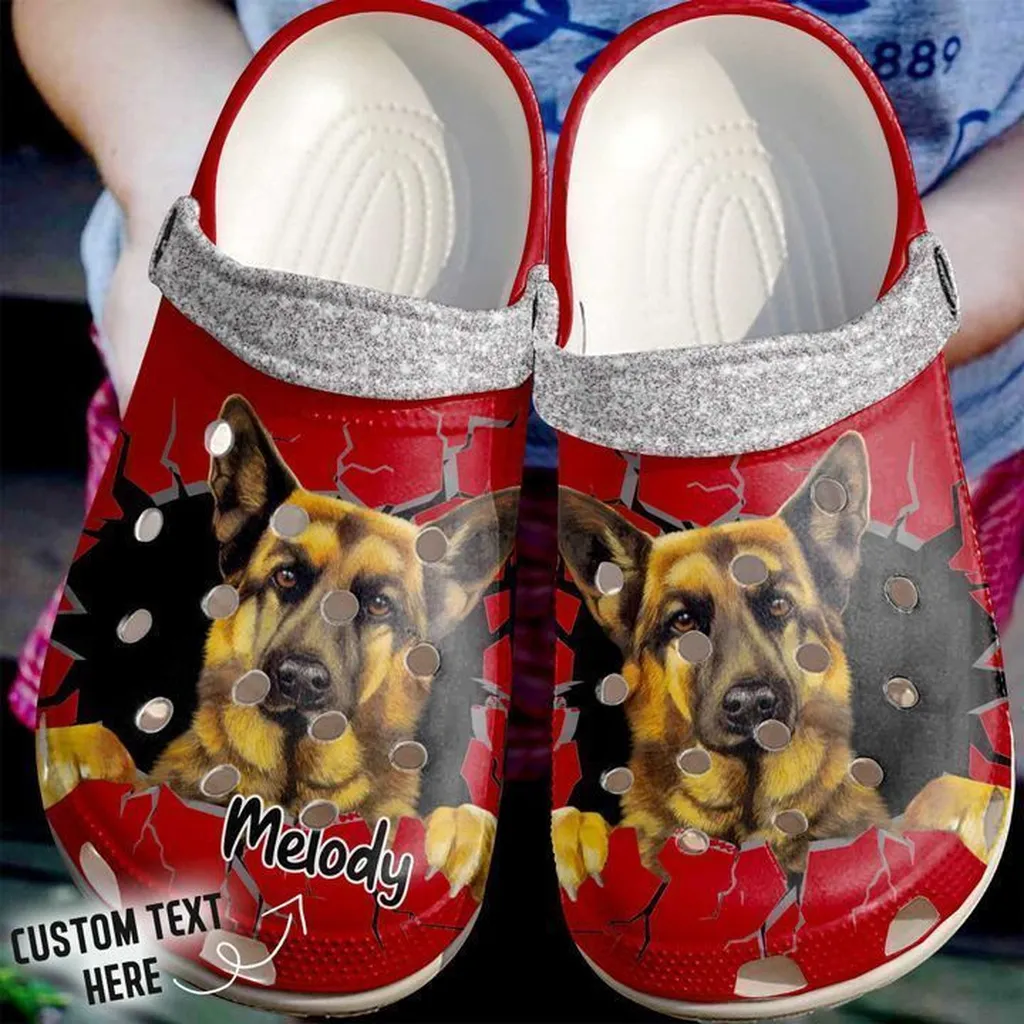 German Shepherd Personalized Crack Wall Crocs Clog