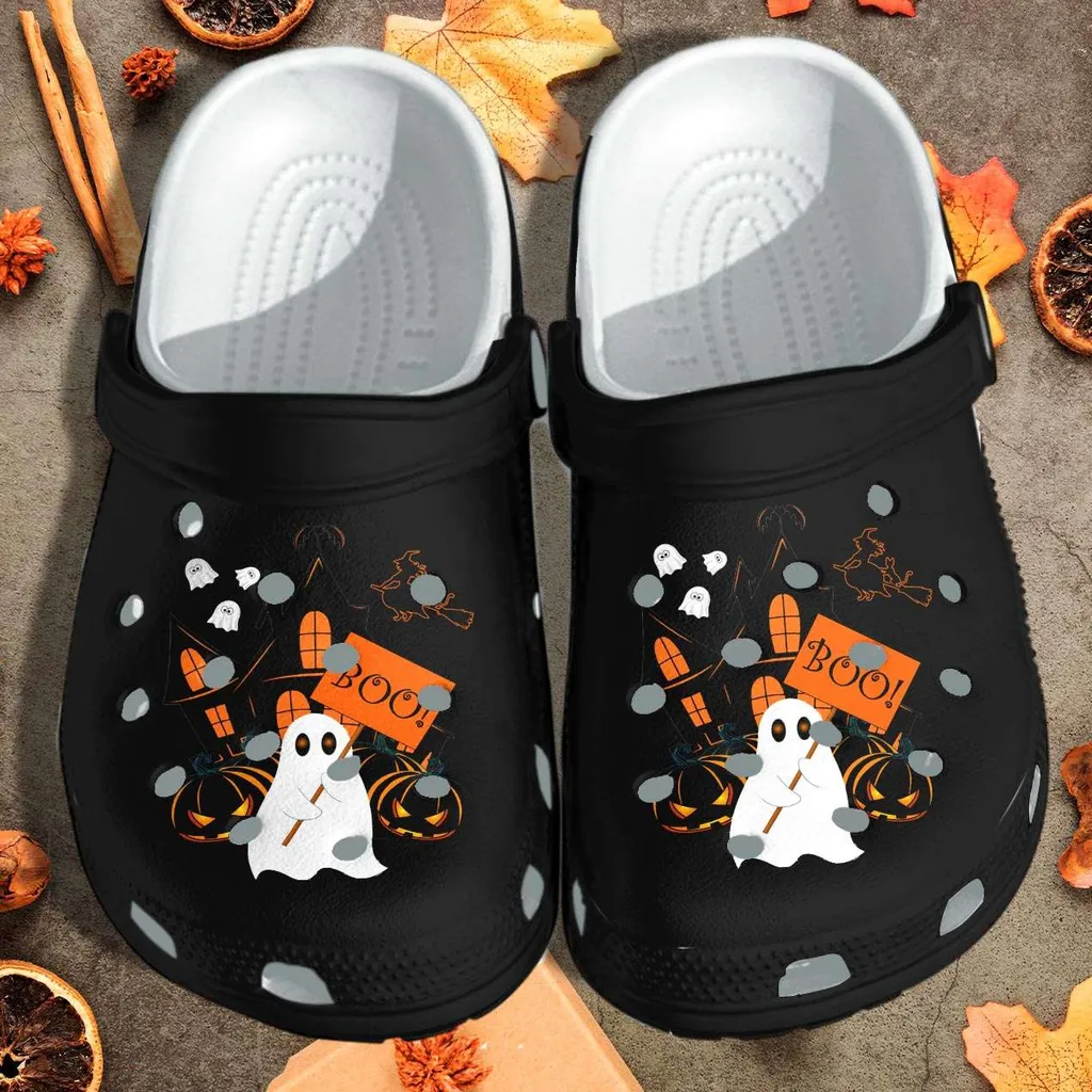 Ghost Boo Halloween Crocs Crocband Clogs