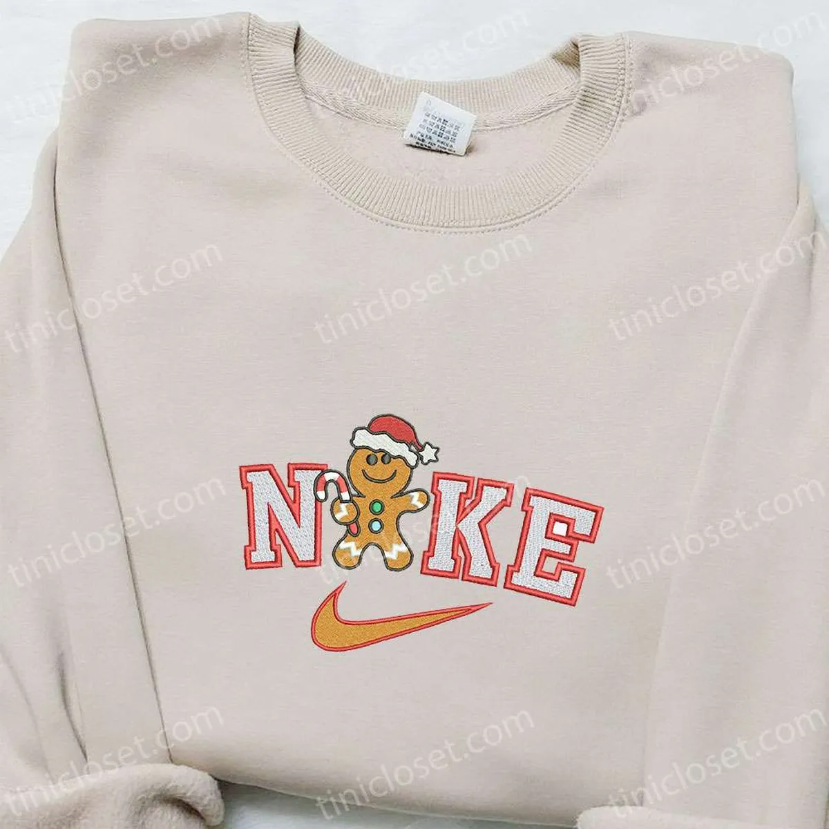 Gingerbread Man Xmas x Nike Embroidered Shirt, Christmas Embroidered Hoodie, Best Gifts For Family