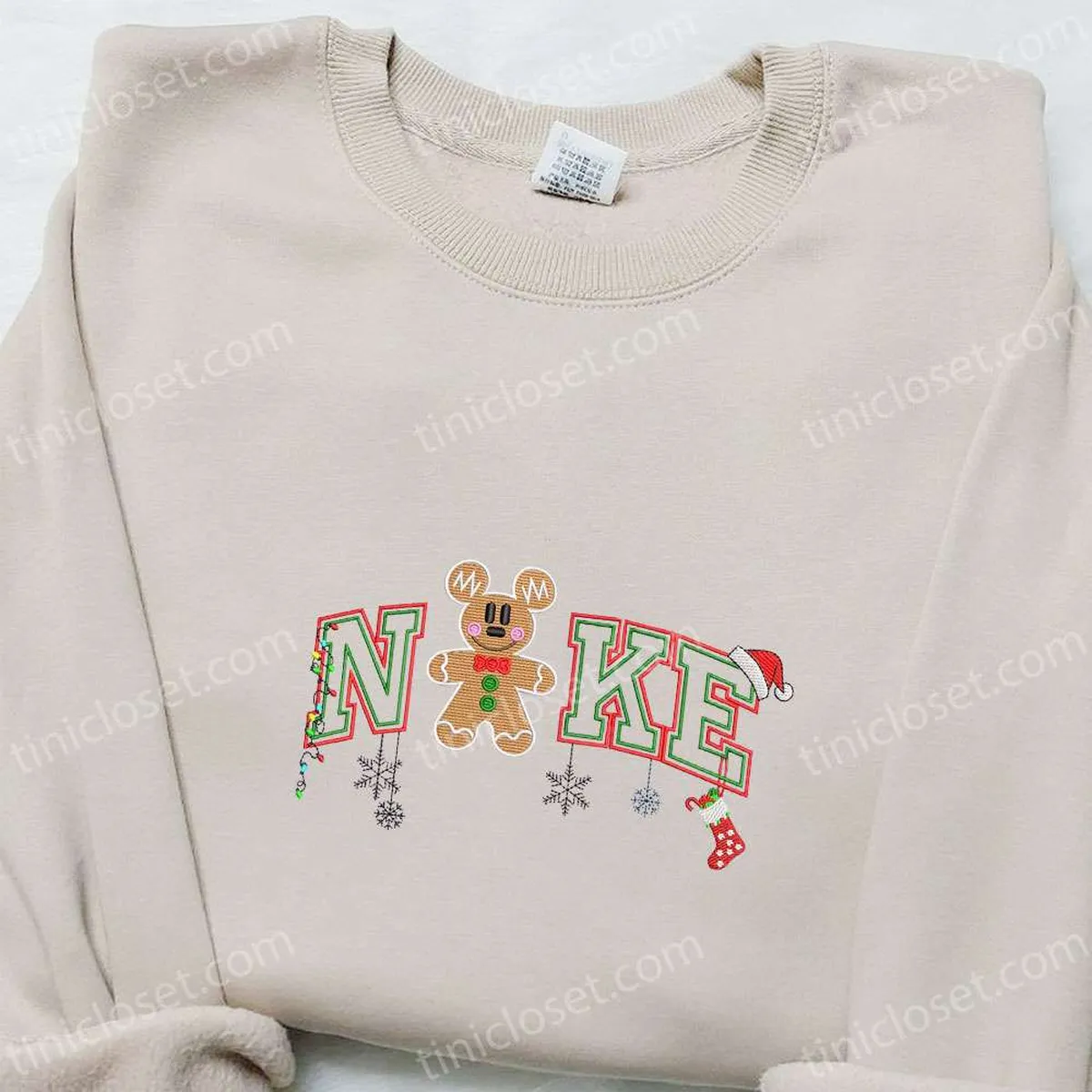 Gingerbread Mickey Xmas x Nike Embroidered Shirt, Disney Characters Embroidered Hoodie, Best Christmas Gifts For Family