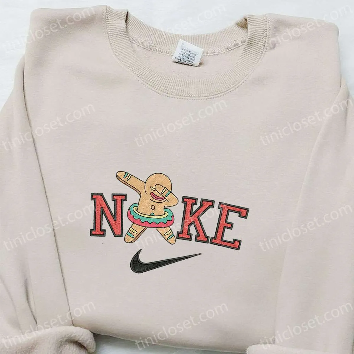 Gingerbread Swag x Nike Christmas Embroidered Sweatshirt, Christmas Embroidered Shirt, Best Christmas Gift Ideas