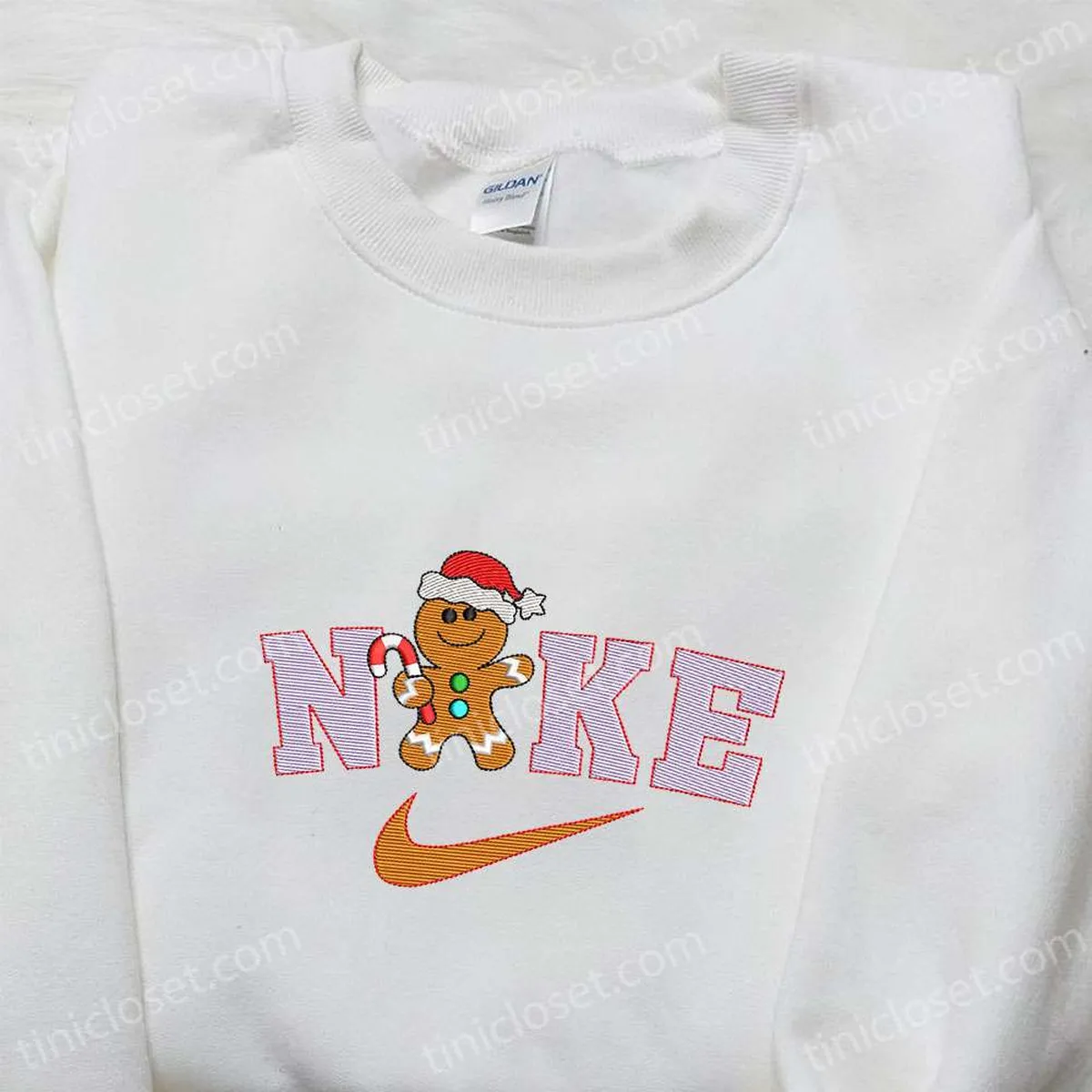 Gingerbread x Nike Embroidered Tshirt, Nike Inspired Embroidered Shirt, Best Christmas Gift Ideas