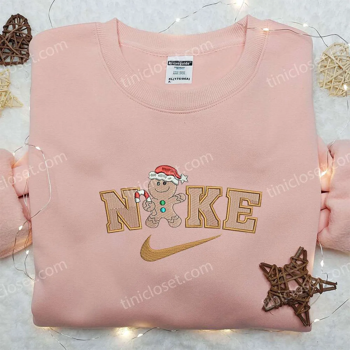 Gingerbread Xmas x Nike Embroidered Hoodie, Nike Inspired Embroidered Shirt, Best Christmas Gift Ideas