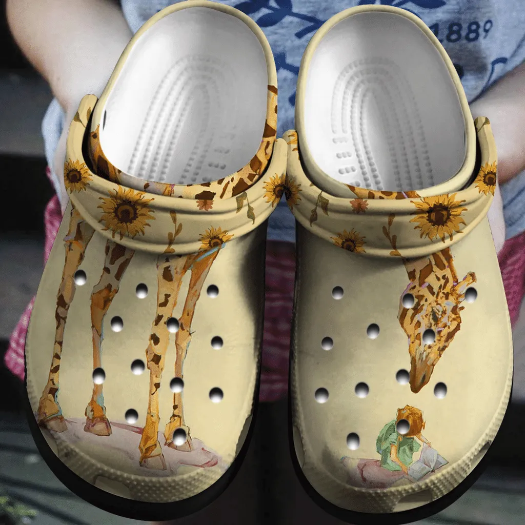 Giraffe And The Little Girl Lovely Garden Gift For Lover Rubber Crocs Clog