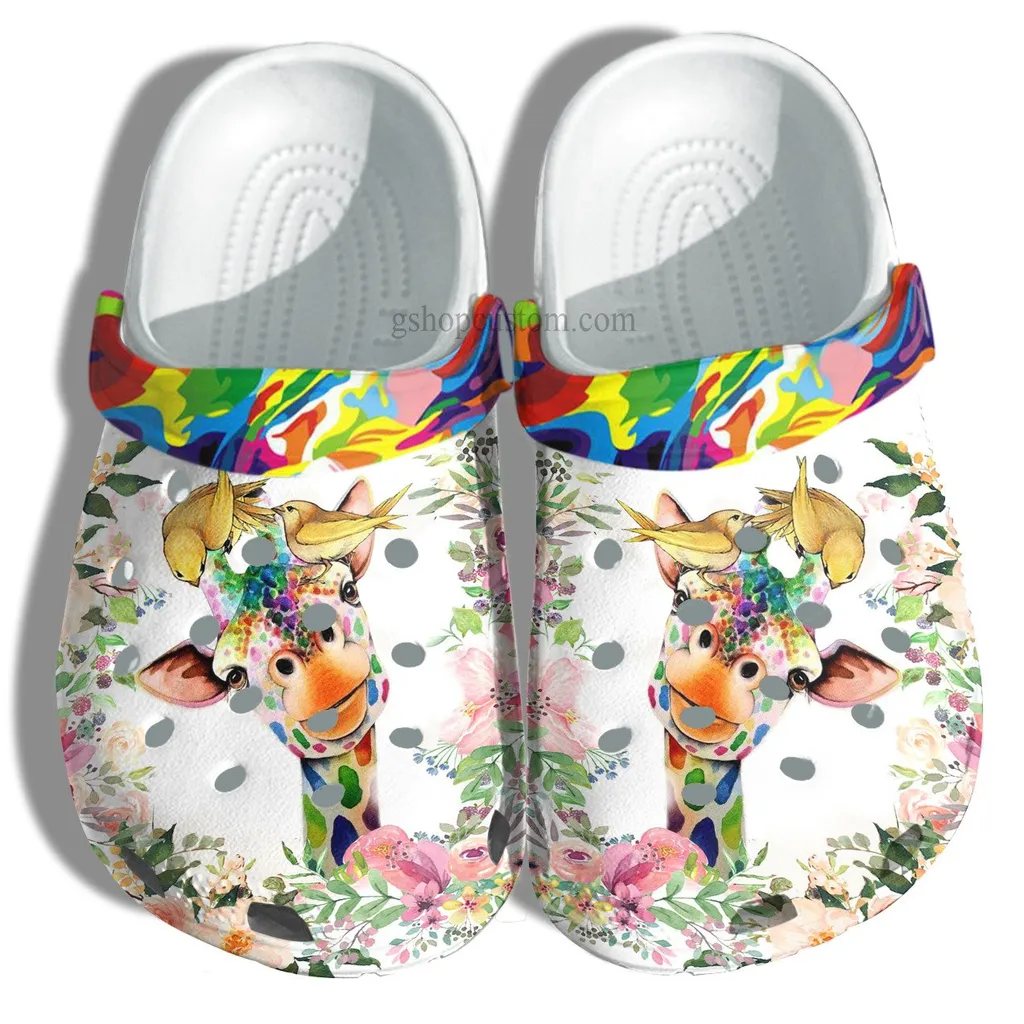 Giraffe Flower Cute Autism Awareness Crocs