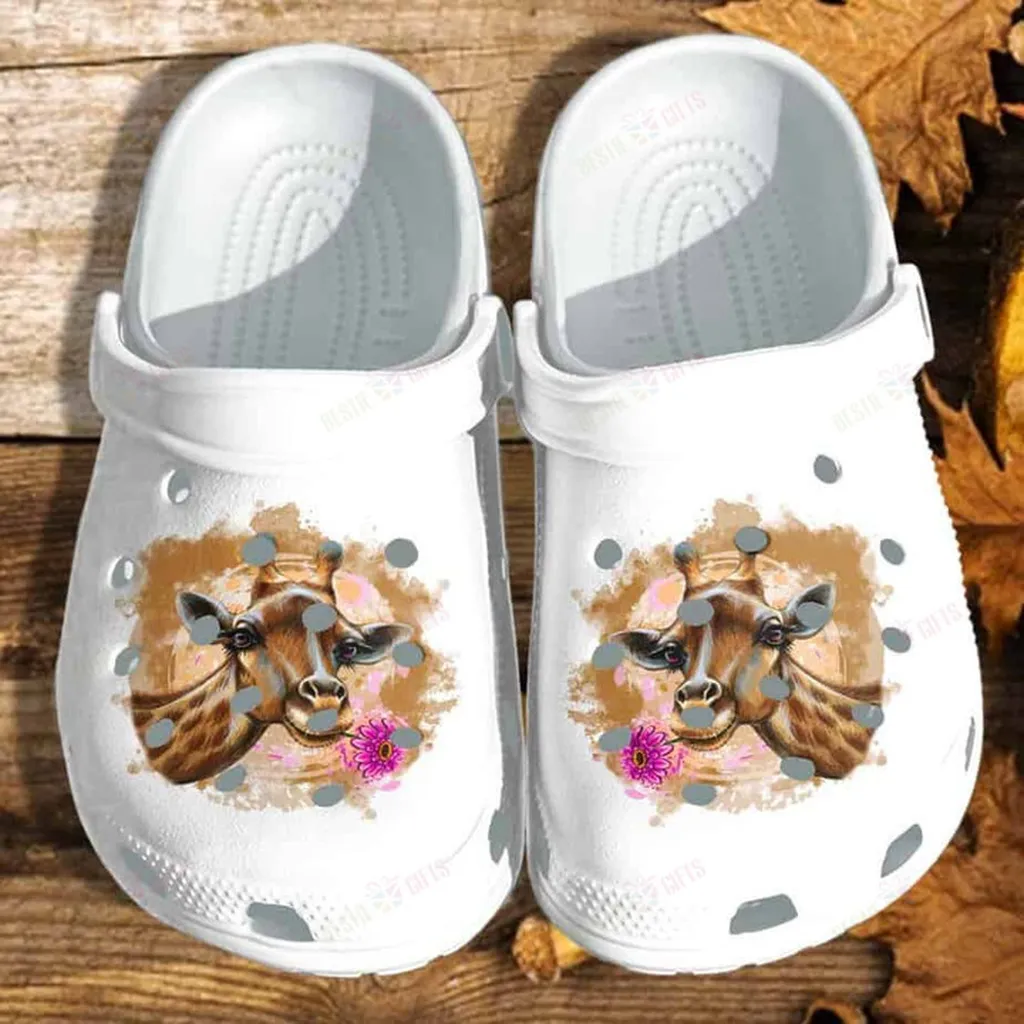 Giraffe Girl Flower Crocs Classic Clogs