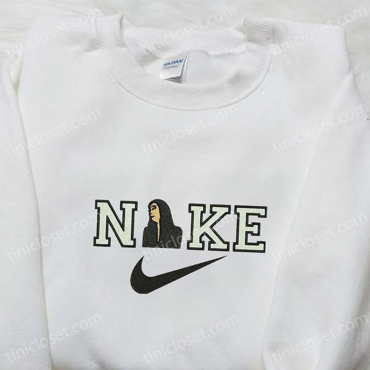 Girl In Black Hoodie x Nike Embroidered Shirt, Nike Inspired Embroidered Hoodie, Best Gift Ideas