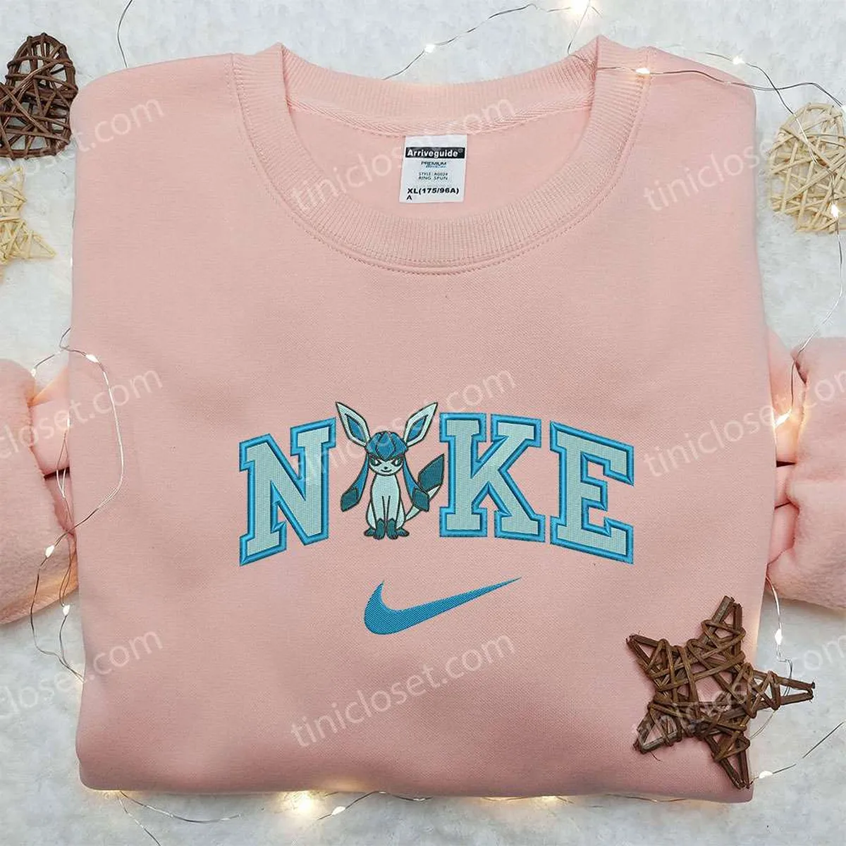 Glaceon x Nike Embroidered Shirt, Pokemon Embroidered Shirt, Custom Nike Embroidered Shirt