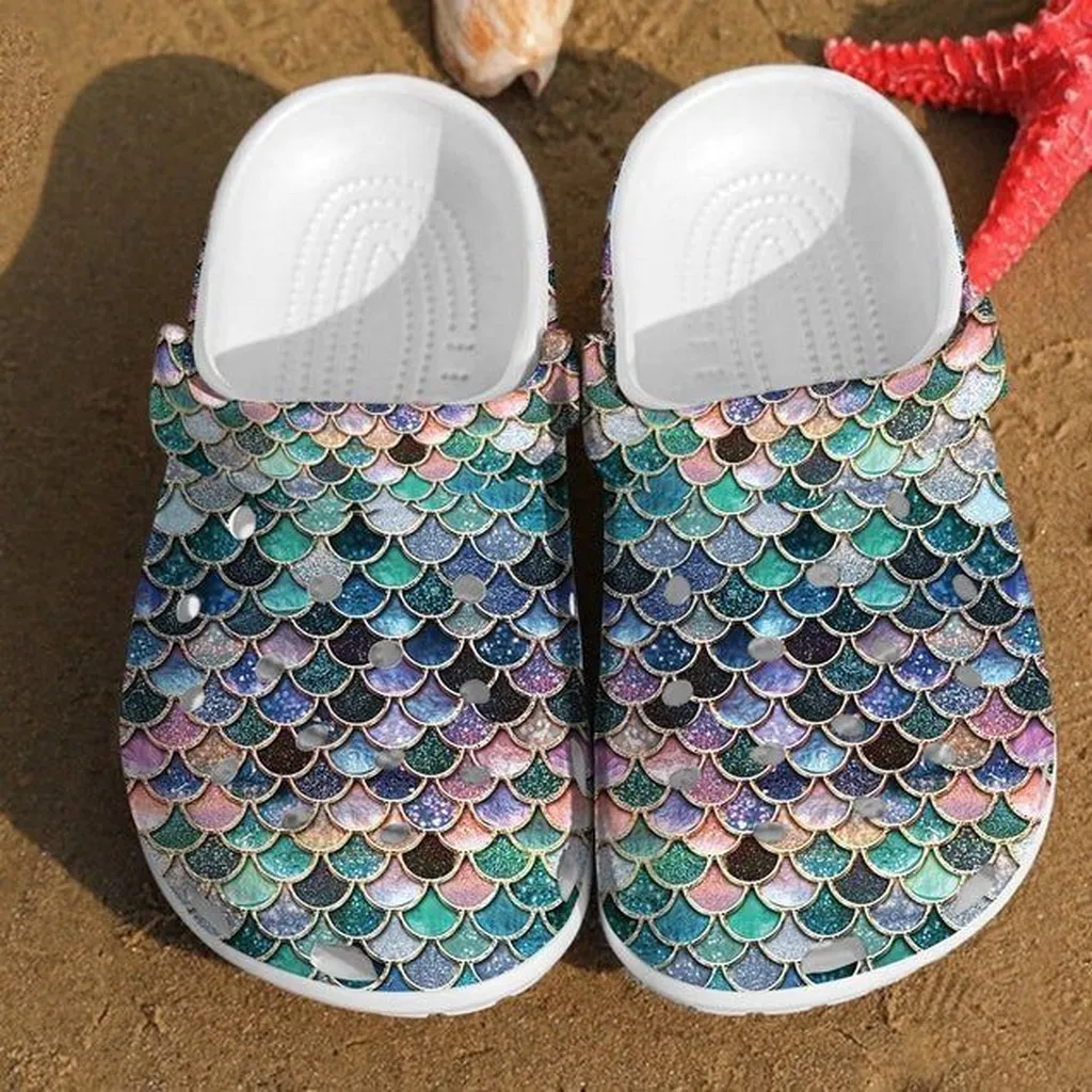 Glitter Fish Scales Crocs Mermaid Crocs Rubber Crocs Clog