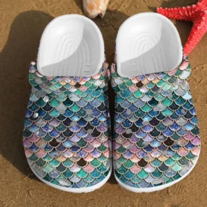 Glitter Fish Scales Mermaid Gifts Rubber Crocs Clog