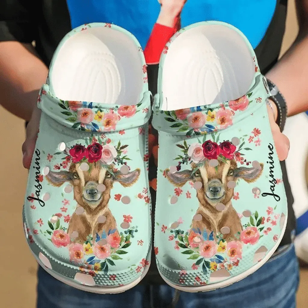 Goat Personalized Floral Crocs Clog