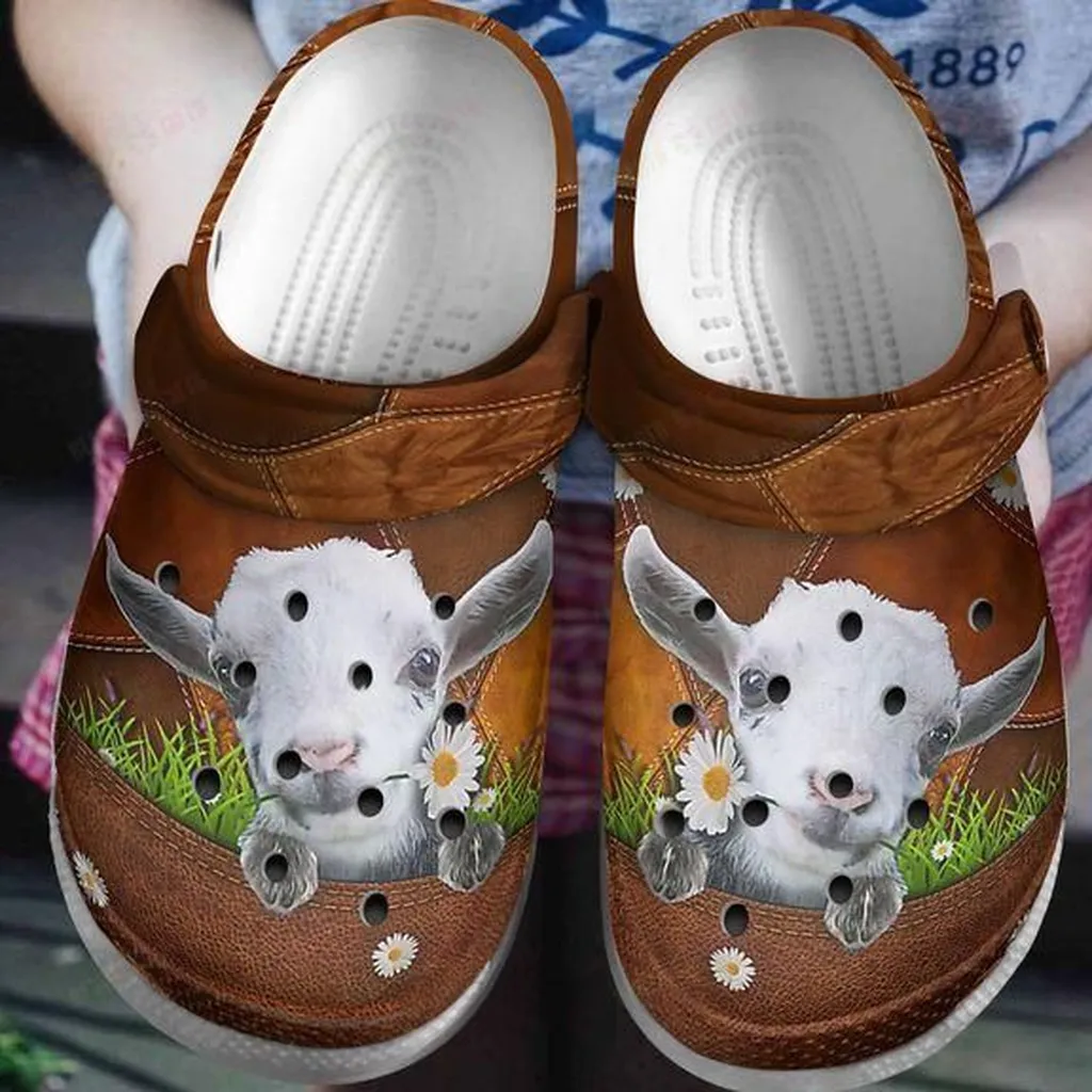 Goat White Sole In Leather Bag Crocs, Personalized Crocs Classic Clogs